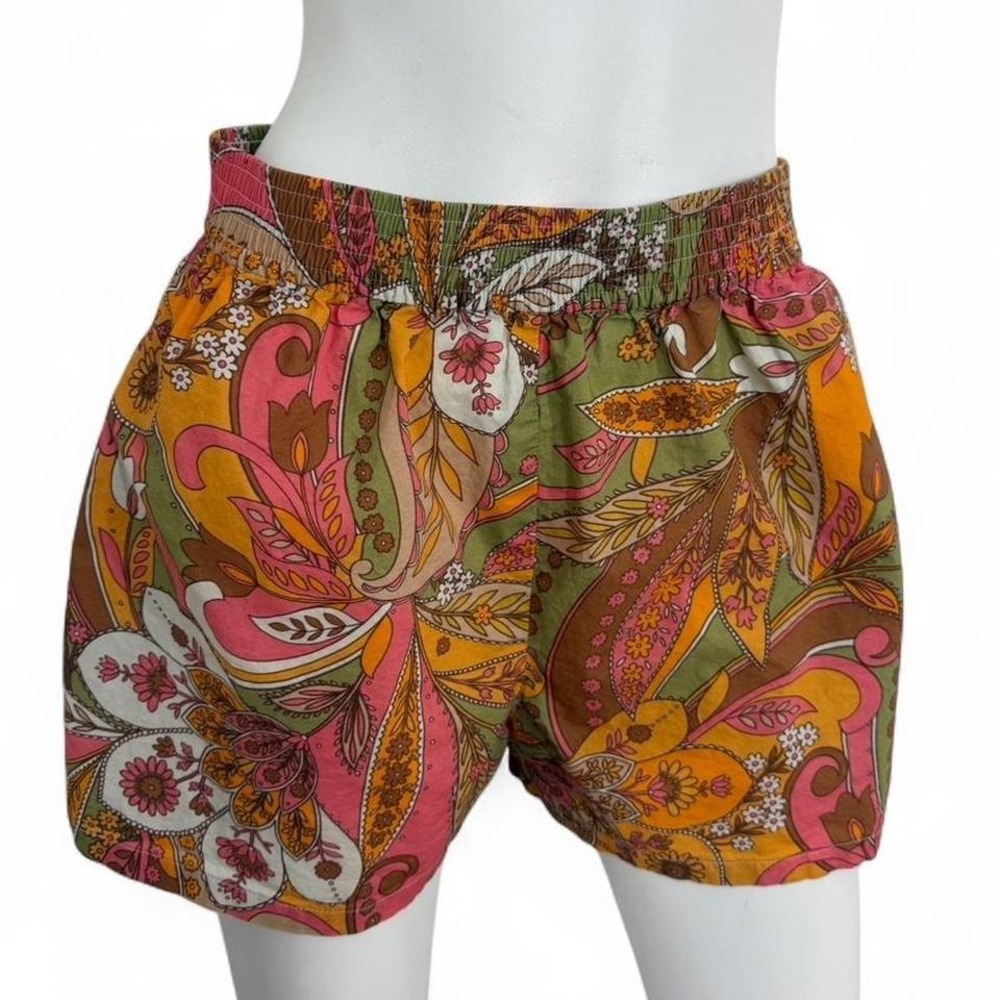 Gianni Bini Paisley Boho Shorts Multicolor Festival Elastic Waist Summer Flowy